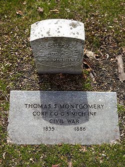 Thomas S. Montgomery, 5th MI Co. G Grave Photo ©2014 Look Around You Ventures, LLC. 